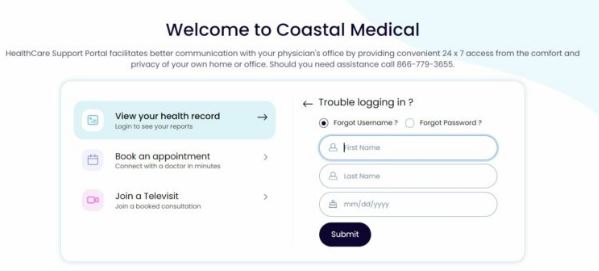 forgot my password of Coastal Medical Patient Portal