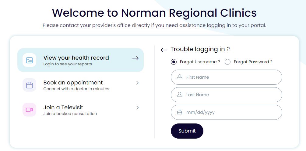 Norman Regional Reset password