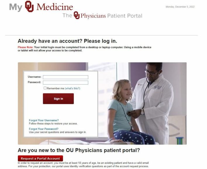OU Health Patient Portal Login