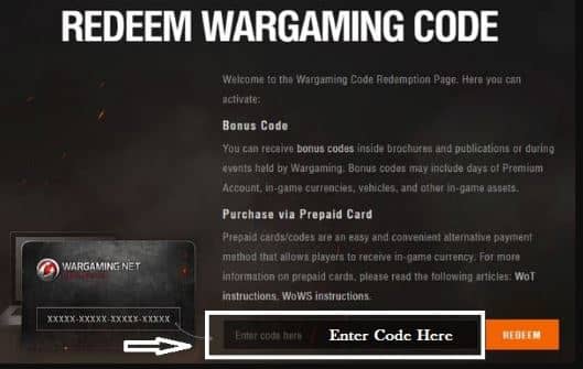 Redeem Wargaming Code