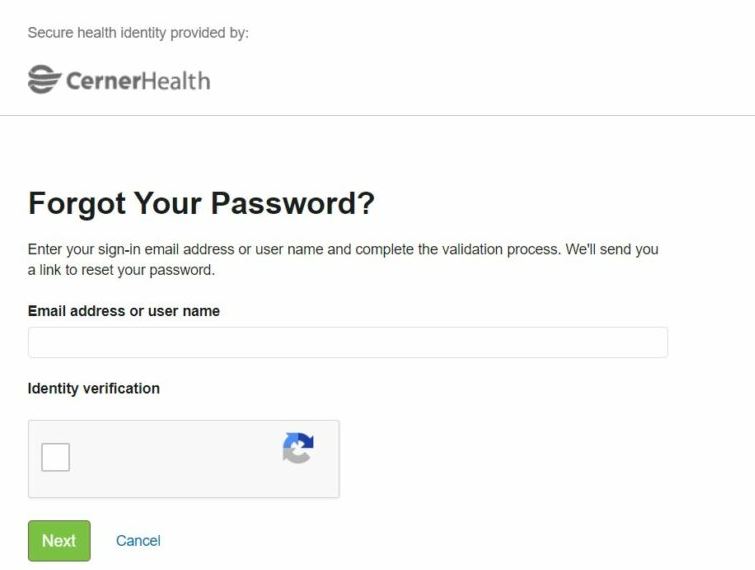 Sacred Heart Patient Portal reset Password